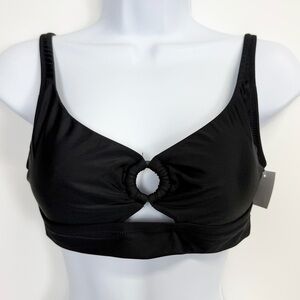 Bar iii Bikini Top Resort Solids Womens Size Large Black Swim NWT